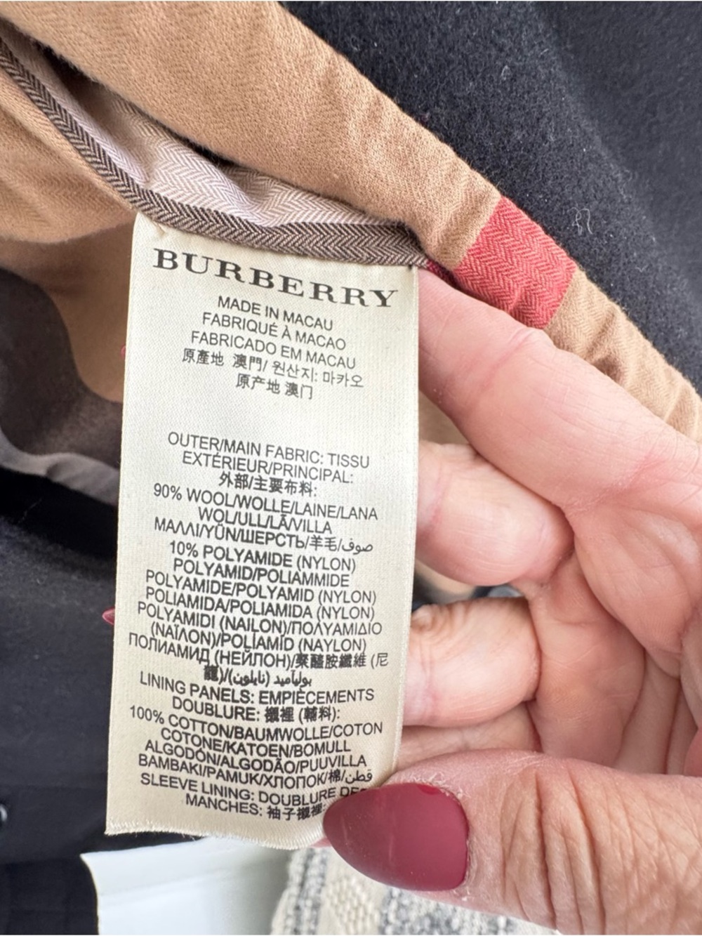 Burberry Brit Black Double-Breasted Wool Trench Coat with Belt - Picture 12 of 13